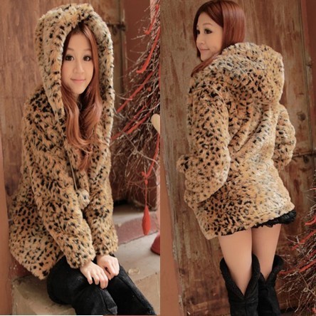 2013 new 2012 winter hair thickening slim with a hood hooded medium-long leopard print fur coat