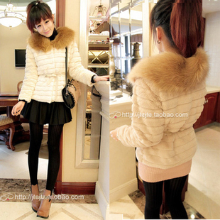 2013 new 2012 women's large fur collar rabbit fur coat soft long-sleeve overcoat top