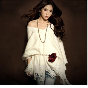 2013 new 2013 spring women's cloak outerwear high quality knitted tassel fur cloak cape velvet shirt