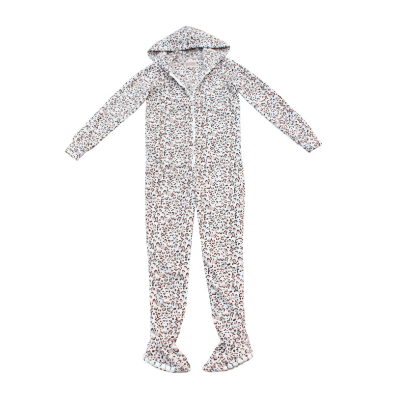 2013 new adult onesie Women's polar fleece fabric with a hood leopard print bodysuit sleepwear lounge 327