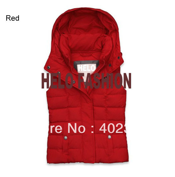 2013 New Arriavl HE017 Women's Fashion Hooded Down Vest Lady Down-Padded Casual Waistcoat Free Shipping 7 Colors  S M L XL