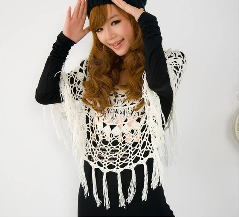 2013 New Arrival 100% Cotton Knitted Cutout Personalized Cape Women's Fashion Shrug Length 45cm Free Shipping