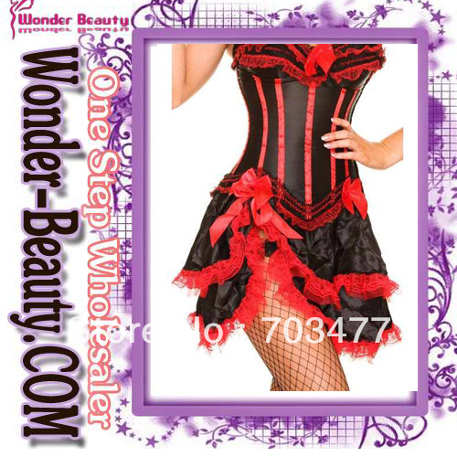 2013 New arrival black color  red lace corset