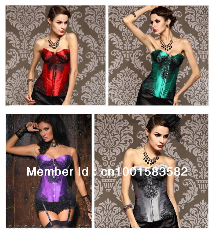 2013 New arrival  Burlesque Padded Cups Corset Top Basques  Lingerie 1204 Size Small To 2XL