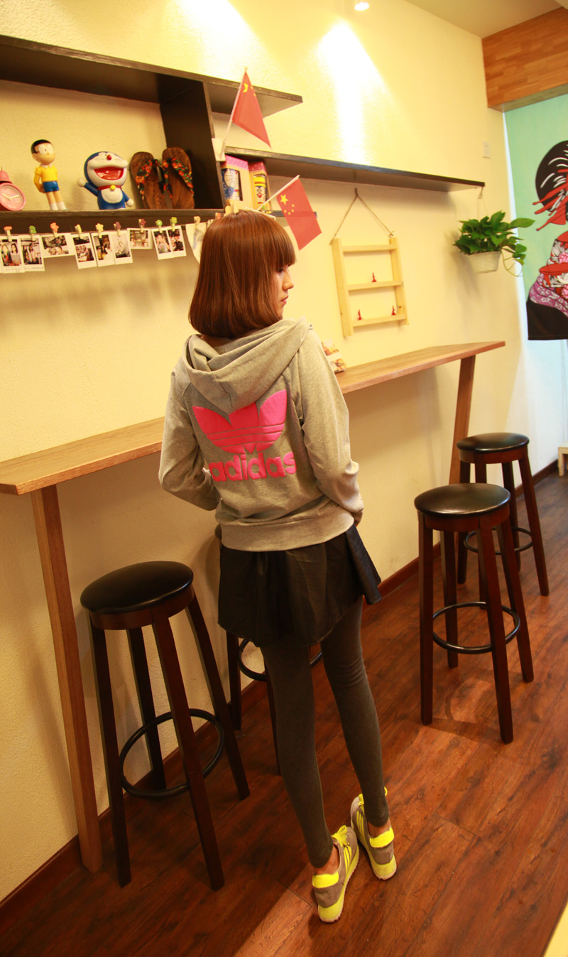 2013 new arrival Cotton shampooers hooded neon color cardigan sweatshirt short jacket women's cloth