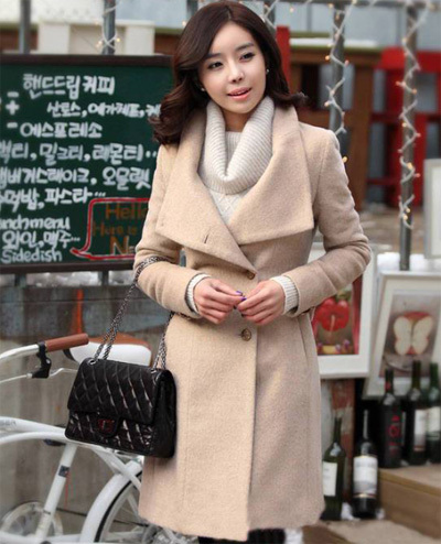 2013 New arrival  Korean Cashmere coat Trench coats for women winter