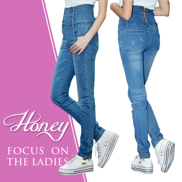 2013 New Arrival Ladies Skinny Denim Pencil Jeans Solid Pants High Waist  Free Shipping No 3012