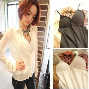 2013 New Arrival Modal With pad Without Underwires  Basic  Strap comfortable V-neck  Women Sexy Vest B610 Freeshipping