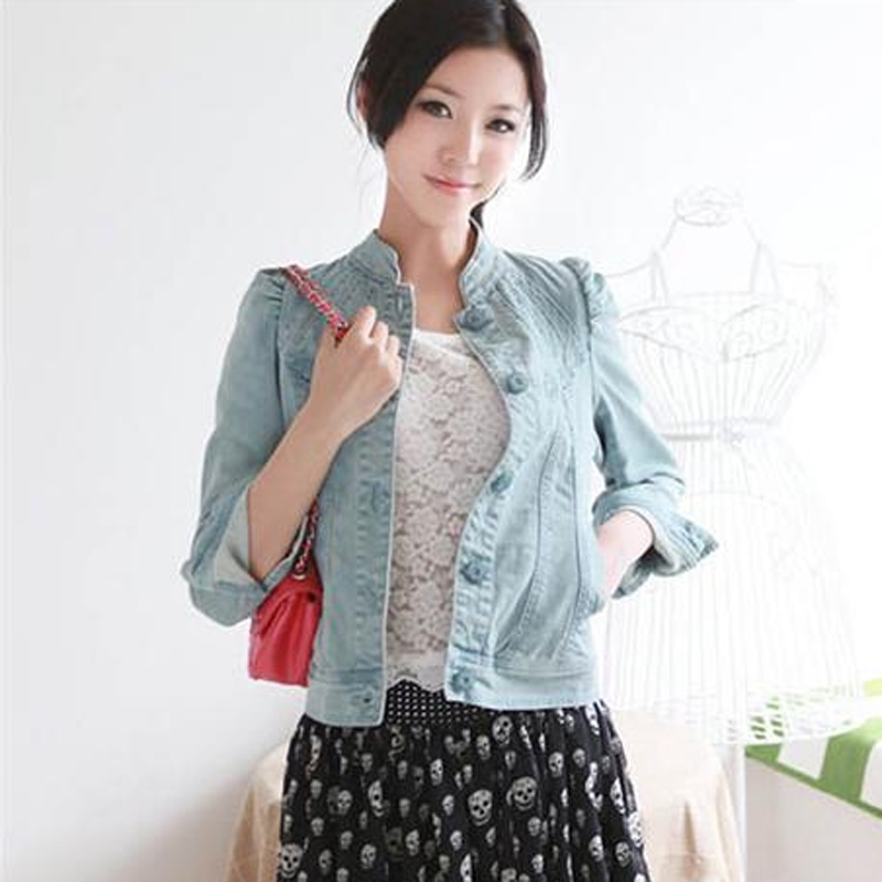 2013 new arrival spring clothing slim denim outerwear long-sleeve denim coat