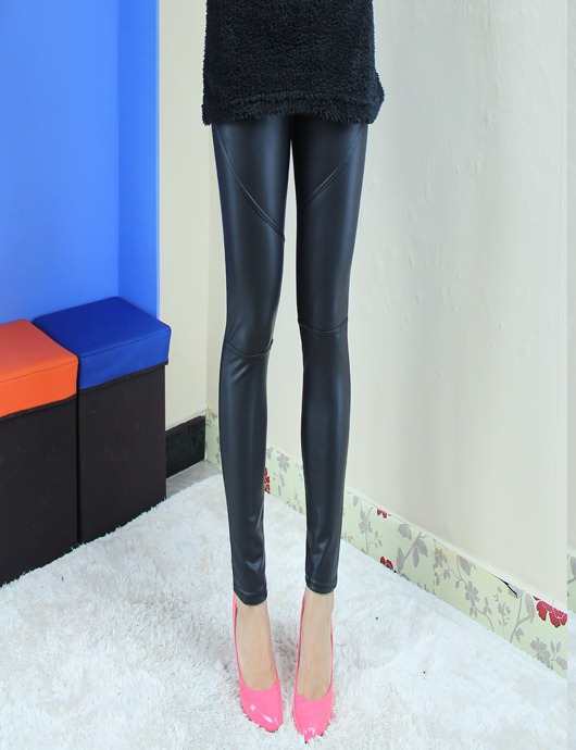 2013 new arrival spring faux leather elastic tight legging ankle length pants leather trousers free shipping