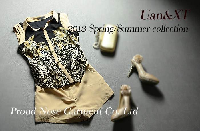 2013 New Arrival Summer Fashion Stand Collar Tiger Print Shorts Jumpsuit For Women