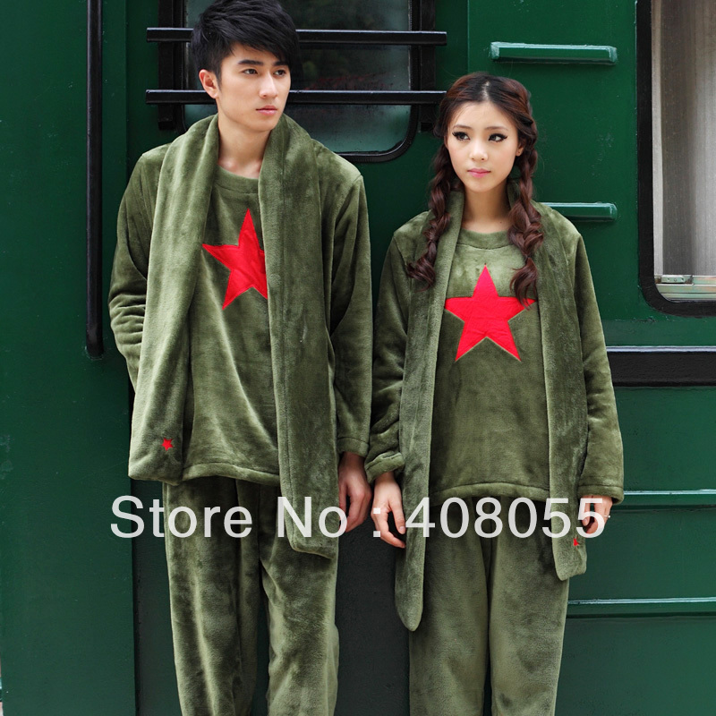 2013 new arrival Vintage thickening coral fleece lovers sleep set lounge love of marriage Free shipping