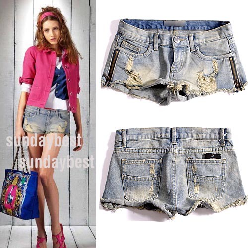 2013 new arrival women's Burrs zipper Europe and America fashion short pants hot sale casual jeans free shipping 1007