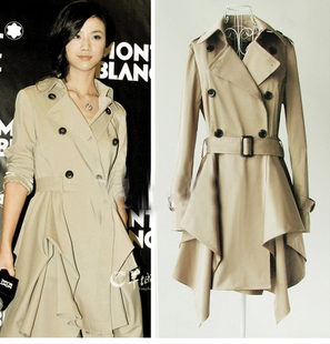 2013 New Arrival Women's Double breasted belt slim skirt trench outerwear 6 full ,Free Shipping