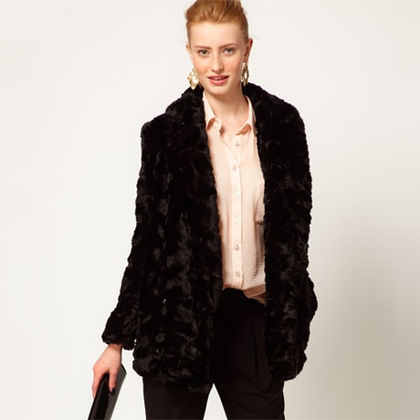 2013 New Arrival Women's large lapel black rabbit fur overcoat/Lady's fur coat,Free Shipping