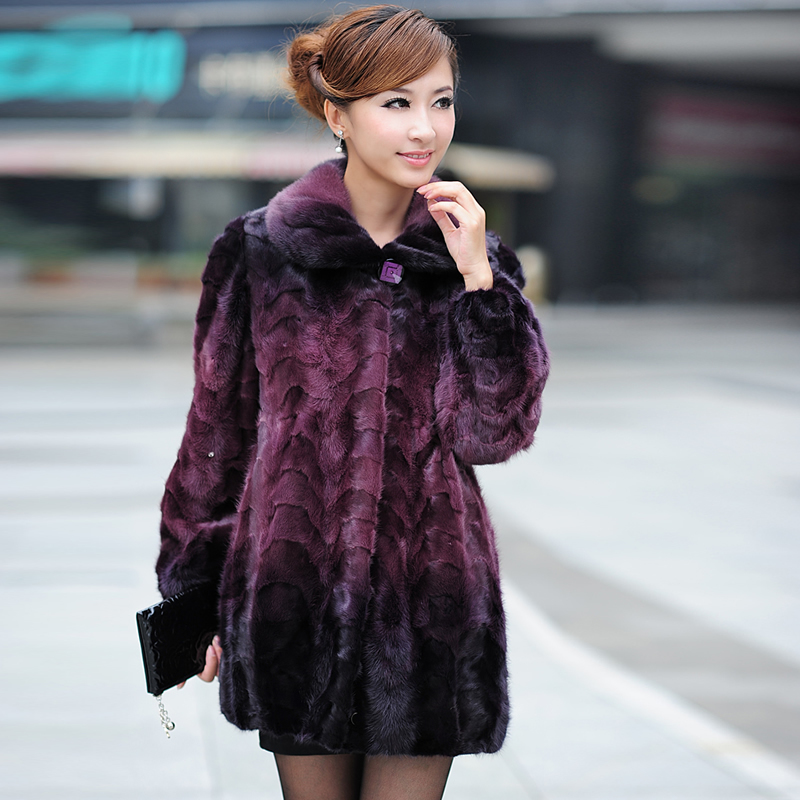 2013 new arrival women's mink fur overcoat gracefull 2 color medium-long fight mink fur outerwear free shipping