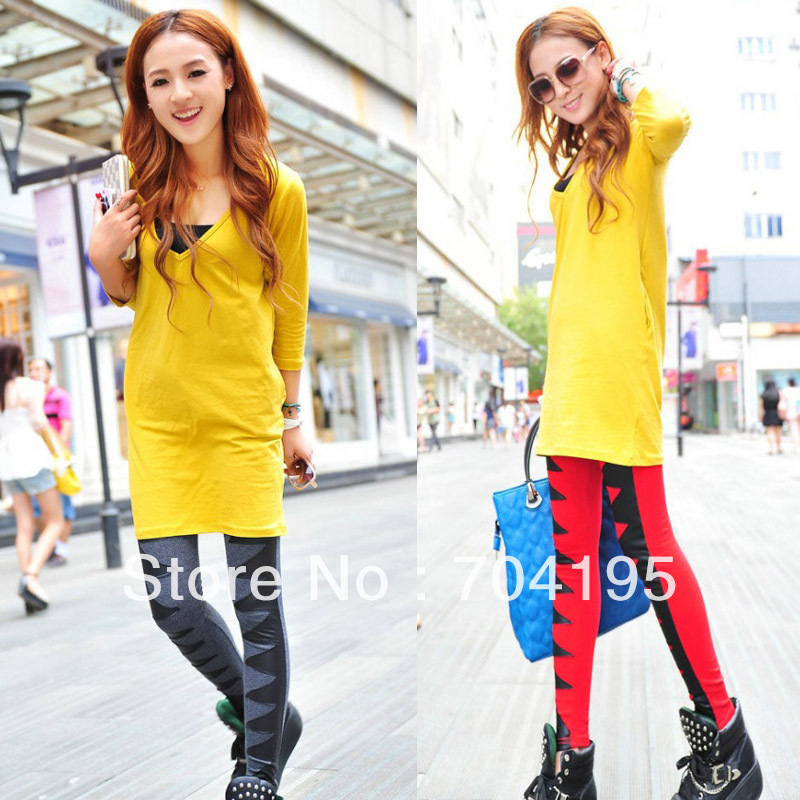 2013 New Arrival   women's  personalized faux leather Patchwork Leggings pants   Sexy slimin tights.