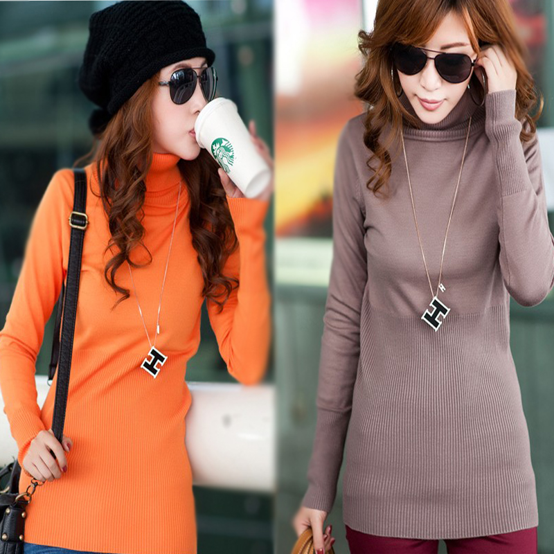 2013 new arrival women's slim pullover knitted basic shirt long-sleeve sweater (WC005)