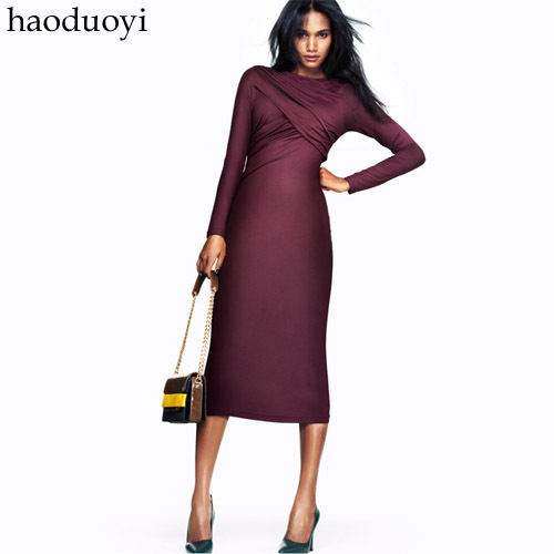 2013 New Arrival Women's Ultra soft slim long-sleeve dress hm6 full ,Free Shipping