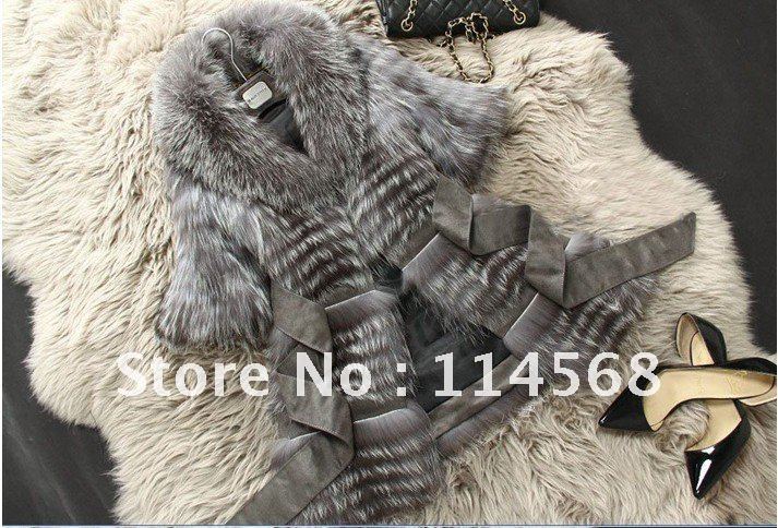 2013 new arrivals women`s fox fur coat fur skirt long waistcoat fox fur vest jacket size:S M L XL XXL