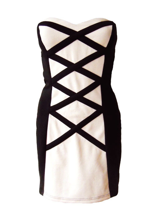 2013 New Arrived Cross Spaghetti Straps Patchwork Tube Top Dress Slim Sexy One-Piece Bandage Dress