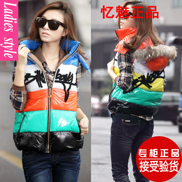 2013 new autumn and winter fashion comfort women Korean slim short sleeveless color stripe casual Vest Jacket Free Shipping