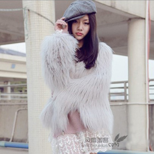 2013 new autumn and winter faux outerwear female cardigan long-sleeve Light gray