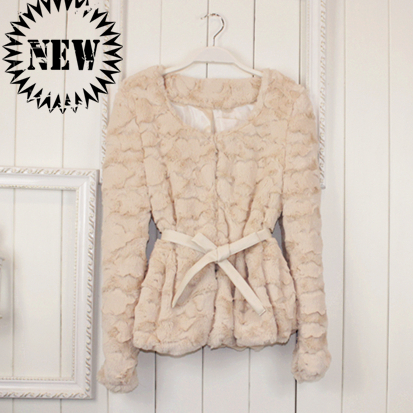 2013 new autumn and winter women faux artificial rabbit trophonema cardigan short design coat