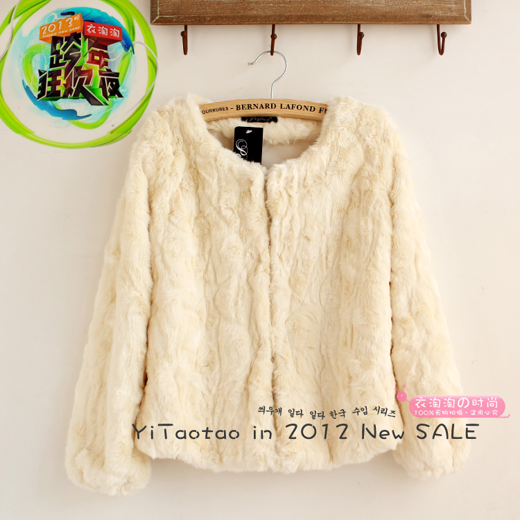 2013 new Autumn and winter women long-sleeve short design faux wool coat faux plush fleece overcoat