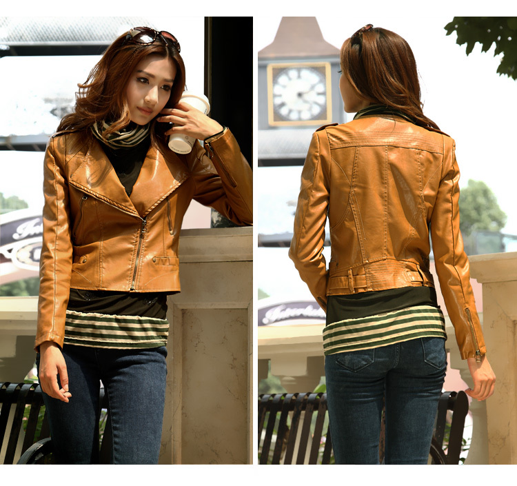 2013 new autumn outfit coat lady locomotive han leather brief paragraph cultivate one's morality pu leather jacket