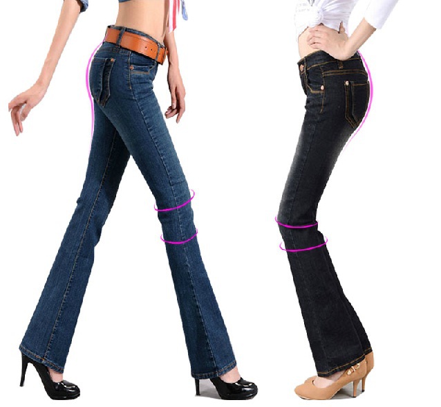 2013 new bell bottom jeans for women long pants slim mid waist jeans female denim pants trousers sexy elastic boot cut jeans