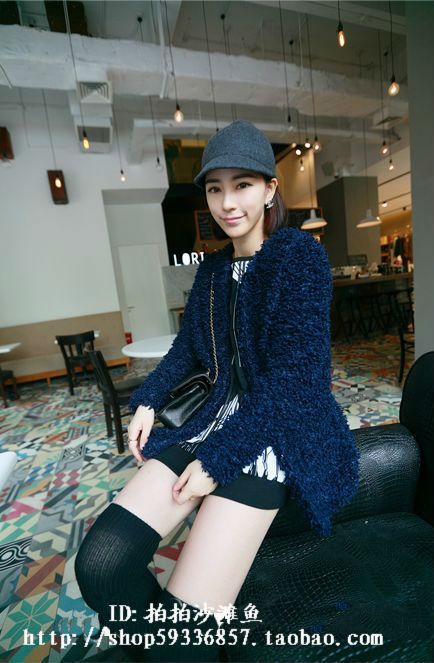 2013 new berber fleece roll o-neck medium-long outerwear fur coat