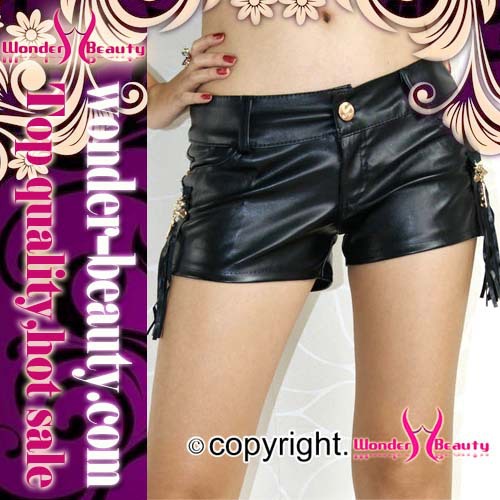 2013 New black leather sexy hot pants for lady