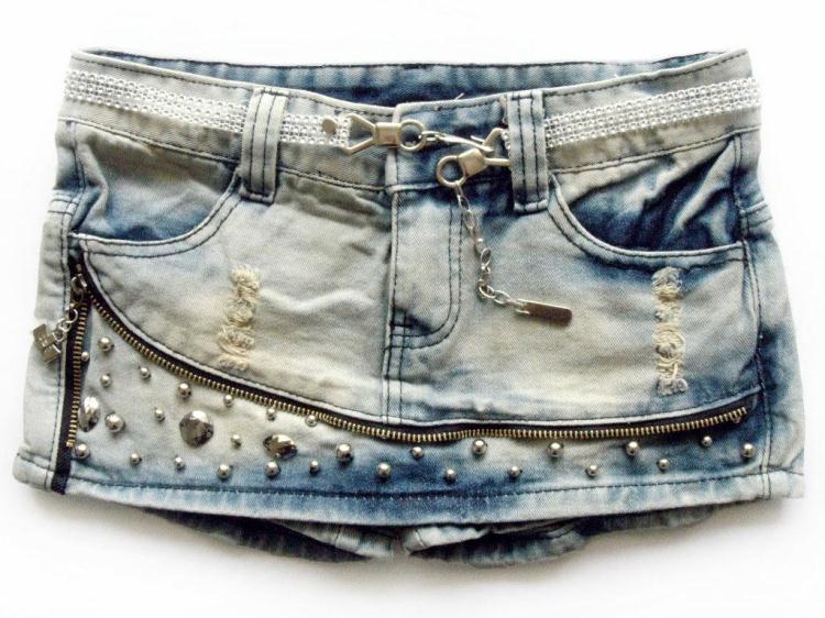 2013 New Brand Design Fashion Women Casual Blue White Plus Size Rivet Holes Denim Shorts High Quality Free Shipping