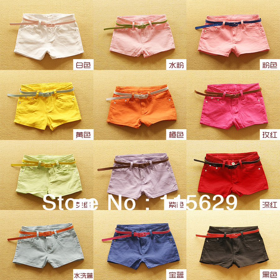 2013 new candy color thin lady summer denim pants shorts 12 colors in