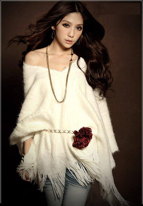 2013 new cloak tassel PI cao grow a sweater large size dress fat mm white bats loose shawl