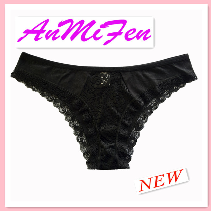 2013 new cotton lady bikini woman's solid sexy patchwork panty briefs with lace underwear 5 colors free shipping