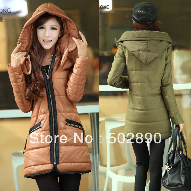 2013 New Design Women's Twinsets Winter Cotton-padded Hooded Down Coat