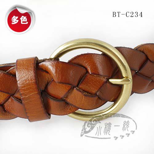 2013 new designer brand Hot-sale imported high-quality Women Pin Buckle Woven Braided Cowhide Leather Belt  oei BT-c234 peo