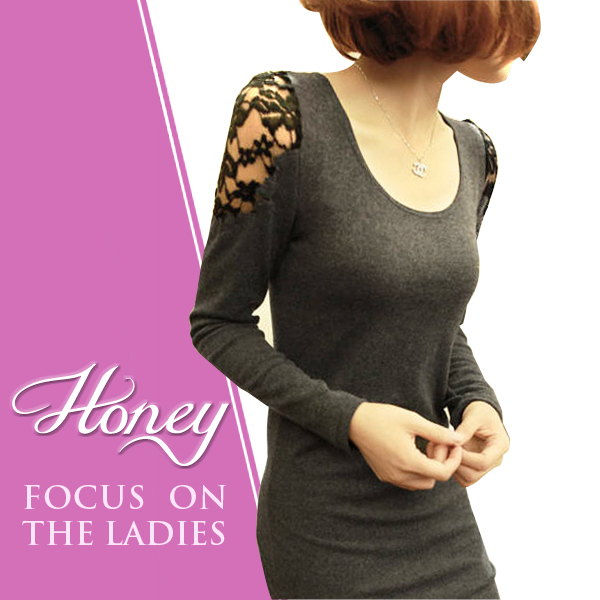 2013 New Dress 2013 Free Shipping Sexy Hollow Out Ladies Shirt  Women Long Lace Dress No8815