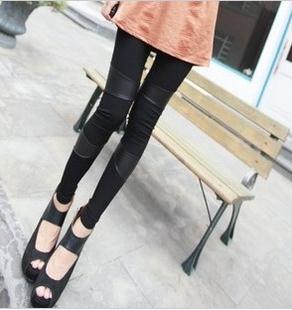 2013 new Europe and America of the original single-Liu Ding Yaguang faux leather stitching modal cotton leggings