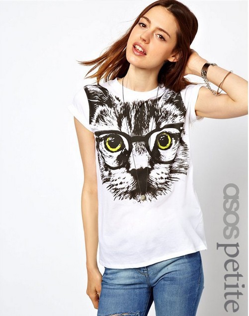 2013 new Europe and the United States women's glasses cat fashion T-shirt Women's T-shirt a generation of fat