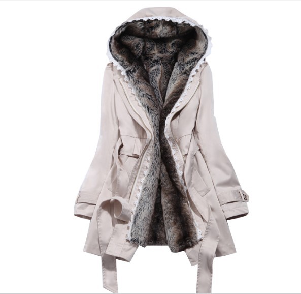 2013 New fashion Faux fur lining Coat women's winter cotton-padded warm long fur coat winter jacket Quilted windcoat outerwear