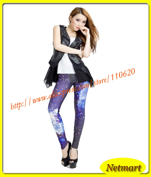 2013 new fashion galaxy pantynose free shipping patterned leggings skeleton women clothing cosmos shorts , NM26