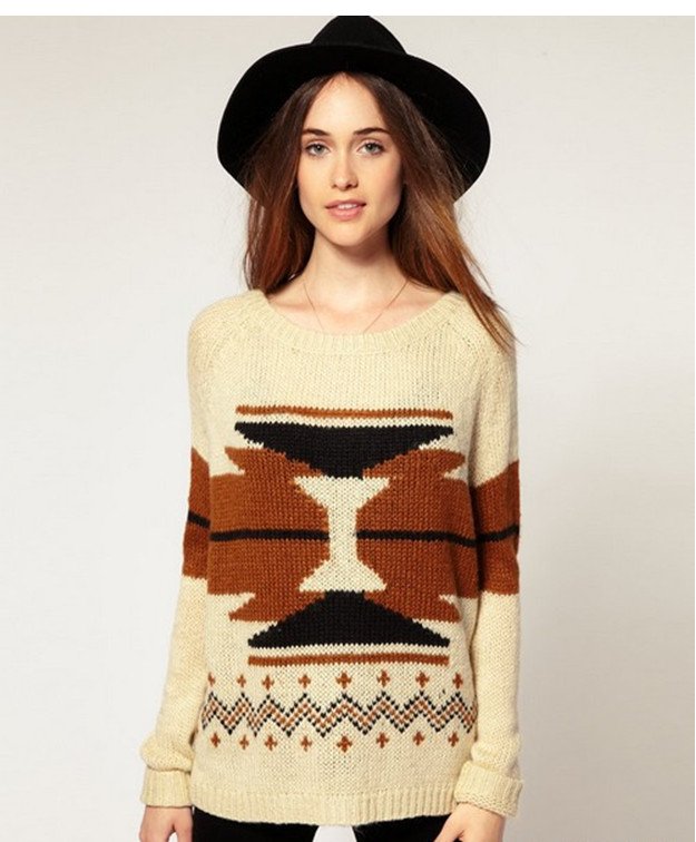 2013 New fashion Geometric sweater is lovely and loose women sweater free shipping