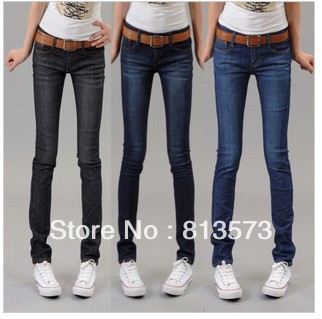 2013 New Fashion New Autumn Low Waist Pencil Denim Jeans woman,Women Skinny Watch Pants 5 Colors Selecting