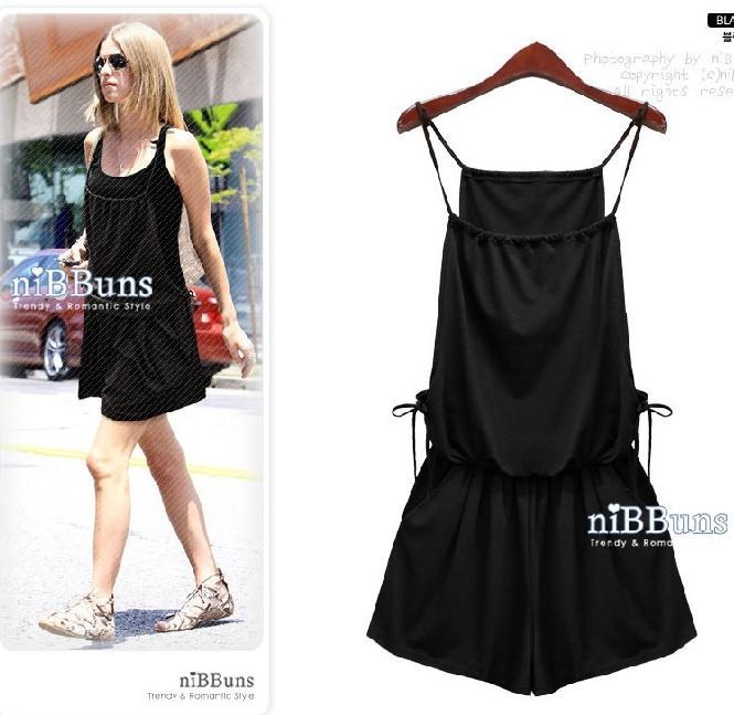 2013 New Fashion one piece jumpsuit for women Lady's Loose Sling Dress Black Grey Color Free Shipping