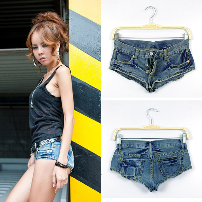 2013 new fashion personality cotton short super sexy low waist jeans shorts denim shorts women low button fly pleated pockets