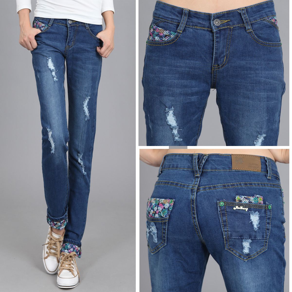 2013 new fashion wear wash slim women skinny jeans waist casual pants Free Shipping