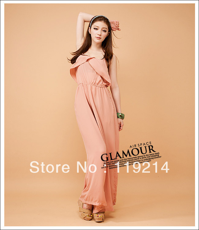 2013 new fashion Wholesale - - Elegance Spaghetti Falbala plus size sexy Jumpsuit pink  free shipping